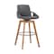 Armen Living Baylor 30" Gray Faux Leather and Walnut Wood Swivel Bar Stool LCBABAWAGR30 - alternate 1